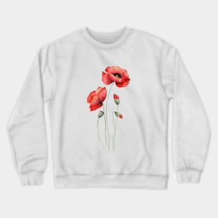 Red poppies watercolor Crewneck Sweatshirt